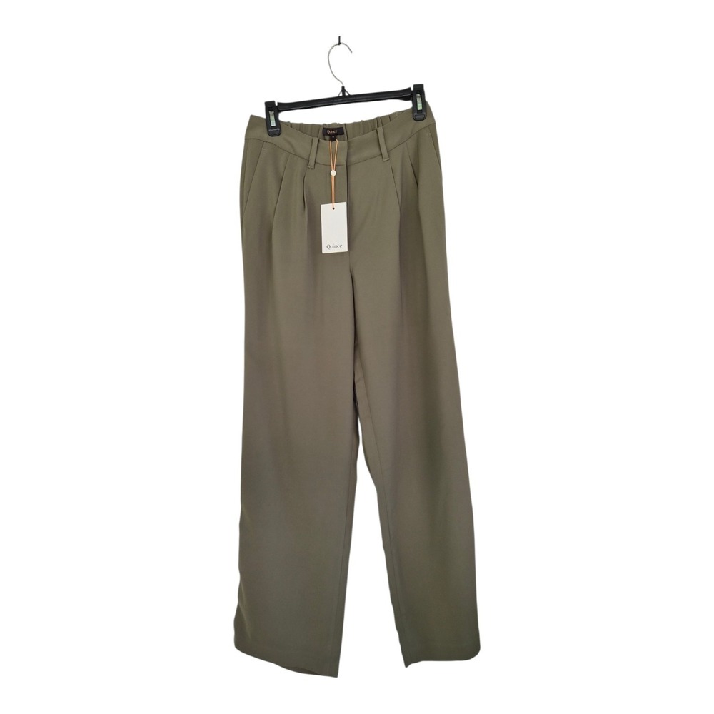 Quince Wide Leg Pleated Pants Womens 6 Olive NWT Quiet Luxury Workwear Trousers
